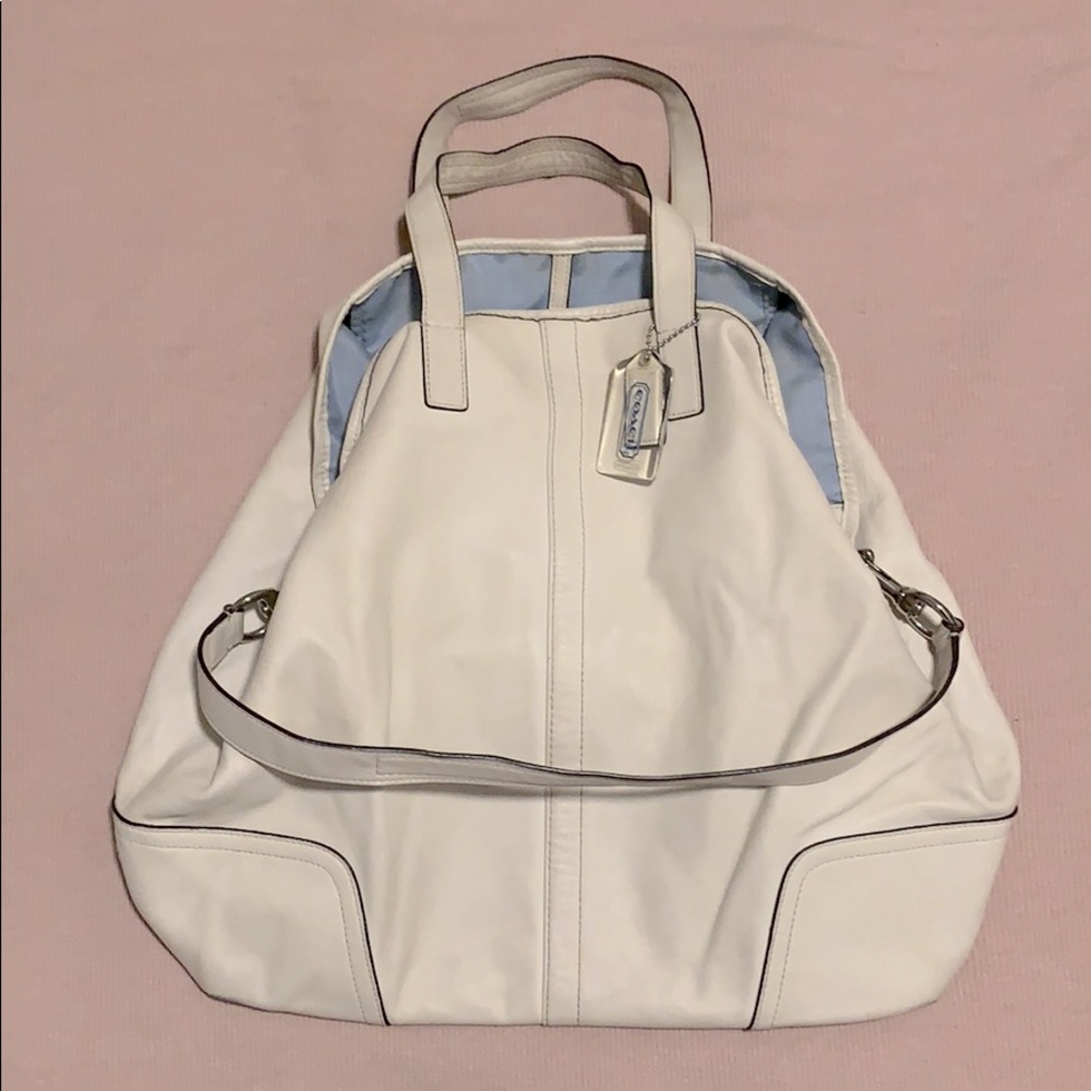 Large leather COACH brand alabaster white carryall